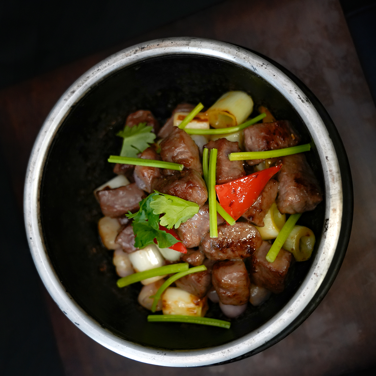 Stir fired lamb with shallot,scallion